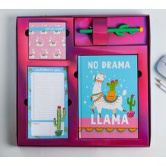 Канцелярский набор "NO DRAMA LLama. Ежедневник, планинг, блок бумаг и ручка"