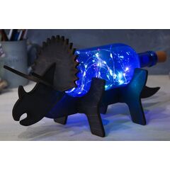 Светильник в бутылке на деревянной подставке "Динозавр"