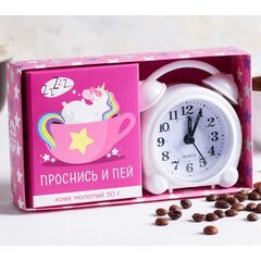 Подарочный набор "Проснись и пей. Кофе молотый и будильник"