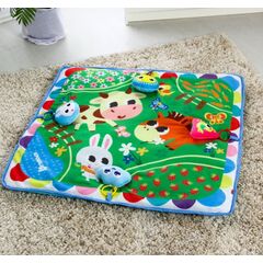 Развивающий коврик "Полянка", 4 мягкие игрушки, 80х80см