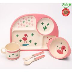 Набор бамбуковой посуды "Фламинго", 5 предметов
