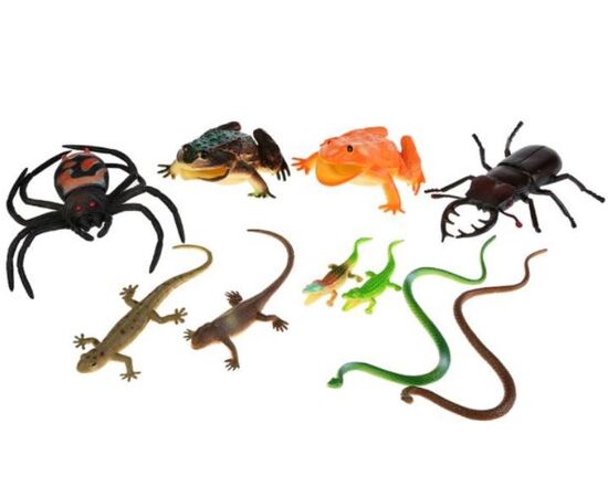 Игровой набор "Рептилии и насекомые", 10 штук
