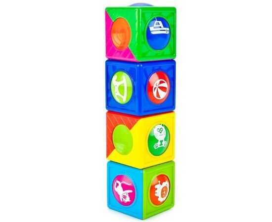 Пирамидка-кубики "Учим цвета, транспорт и животных"