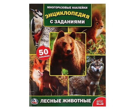 Книжка с многоразовыми наклейками "Лесные животные"