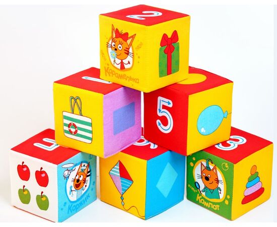 Кубики мягкие "Три Кота. Математика", 6 штук