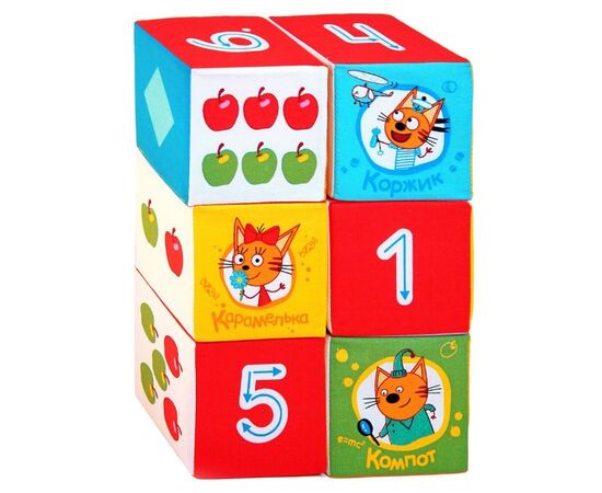 Кубики мягкие "Три Кота. Математика", 6 штук