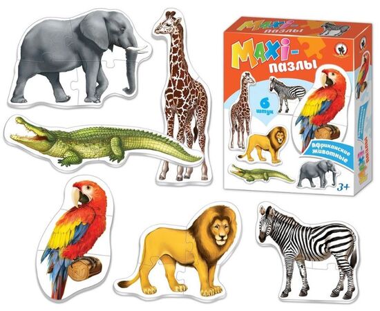 Maxi-пазлы для малышей "Африканские животные", 6 штук