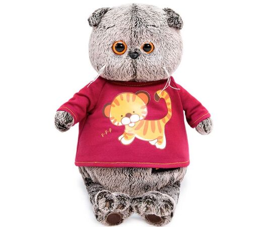 Мягкая игрушка BUDI BASA "Басик в футболке с принтом тигренка", 25 см