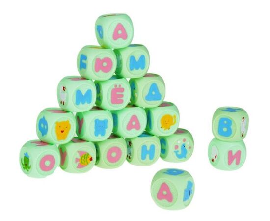 Набор резиновых кубиков "Весёлая азбука", 18 штук