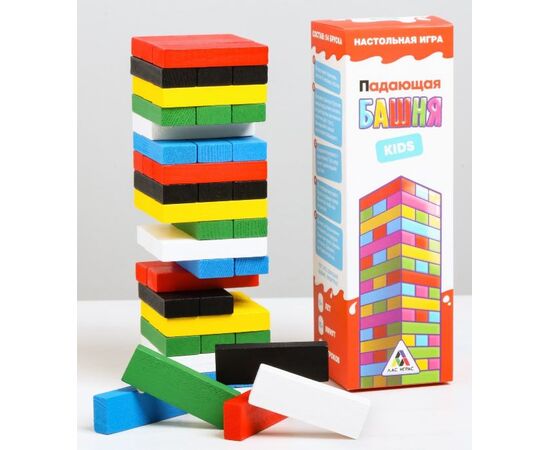 Настольная игра "Падающая башня Kids", мини-версия, разноцветная