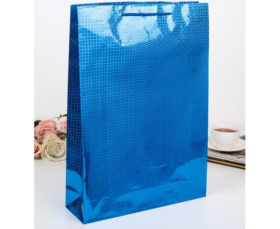 Пакет подарочный "Голография. Цвет синий", 32х45х9 см