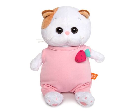 Мягкая игрушка BUDI BASA "Кошка Ли-Ли BABY в розовом комбинезоне с клубничкой", 20 см