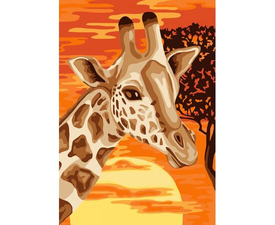 Раскраска по номерам на картоне "Жираф в саванне"