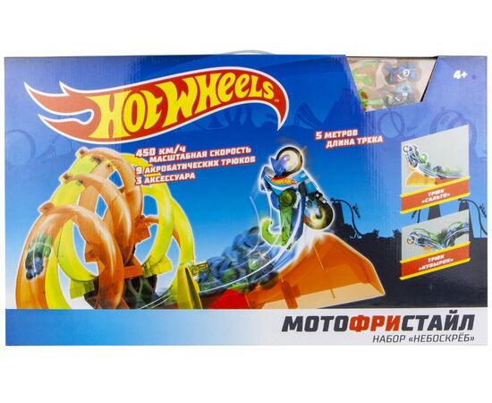 Трек с инерционными мотоциклами "Hot Wheels Мотофристайл", набор "Небоскреб"