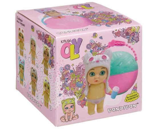 Кукла OLY в шапочке-ушанке с животным и аксессуарами, в шаре, мальчик-F