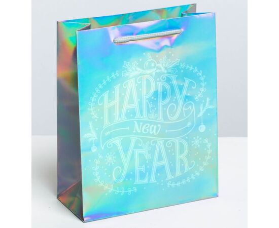 Пакет подарочный "Голография. Happy New Year", 18×23 см
