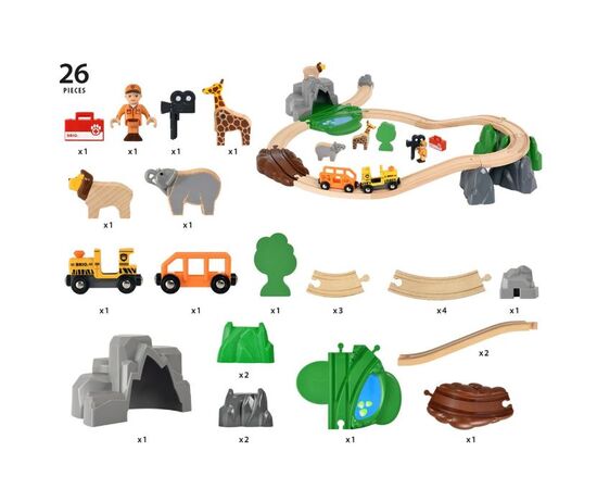 BRIO Деревянная железная дорога "Сафари" 26 элементов