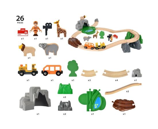 BRIO Деревянная железная дорога "Сафари" 26 элементов