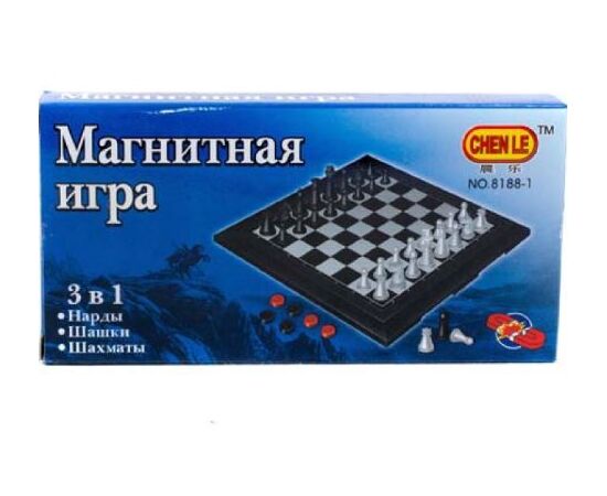 Магнитные шахматы, шашки и нарды, доска 16×16 см