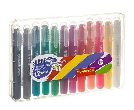 Набор гелевых карандашей для рисования Bondibon 12 цветов