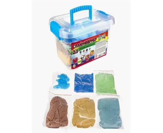 Слаймформер, набор 4 цвета по 250 гр (в пакете) с 6 формочками и надувной песочницей (для мальчиков)