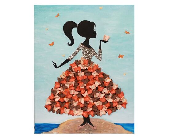 Мозаика из пайеток "Девочка с бабочками"