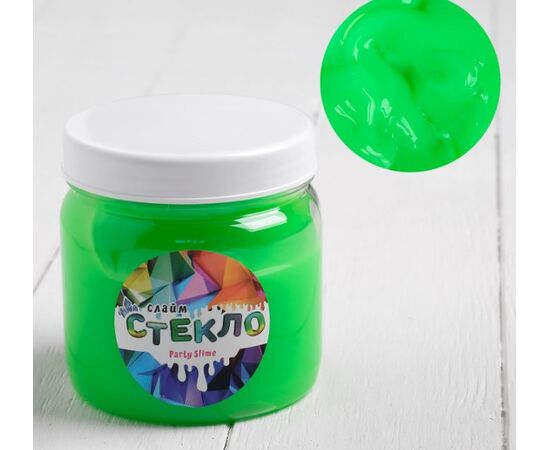 Слайм стекло "Party Slime", зелёный неон, 400 г