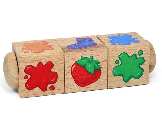Кубики деревянные на оси "Составляем цвета"