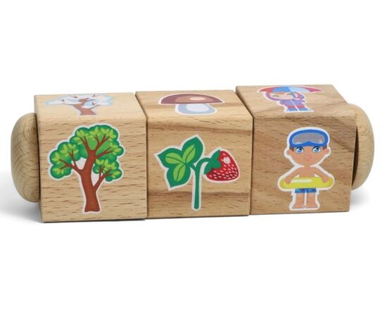 Кубики деревянные на оси "Времена года"