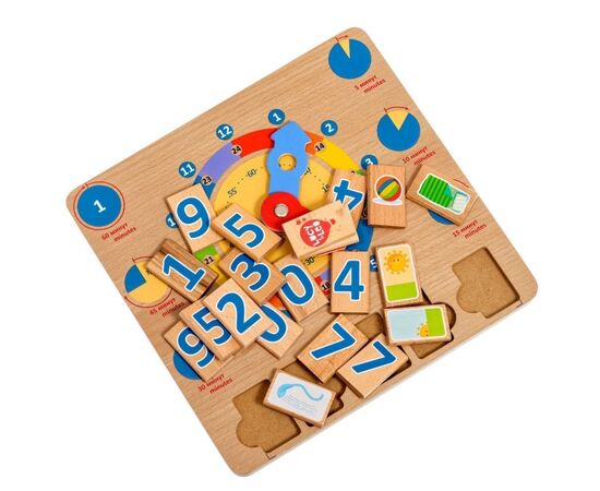 Обучающая игра из дерева "Учим время"