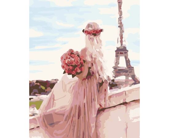 Роспись по холсту по номерам "Девушка в Париже"
