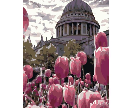 Роспись по холсту по номерам "Тюльпаны в Лондоне"