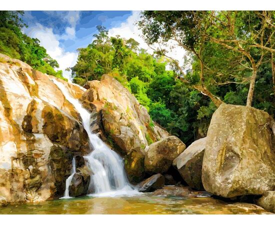 Роспись по холсту по номерам "Водопад в Таиланде"