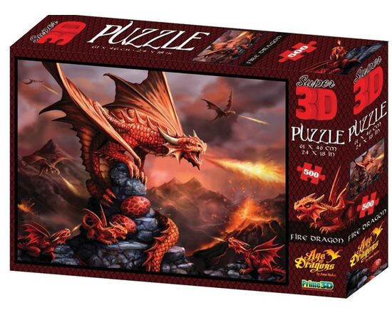 Стерео пазл PRIME 3D "Огненный дракон", 500 деталей, 61×46 см