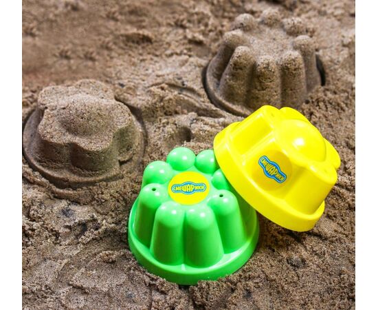 Набор для игры в песке "Смешарики" ведро, мельница, совок, грабли и 2 формочки