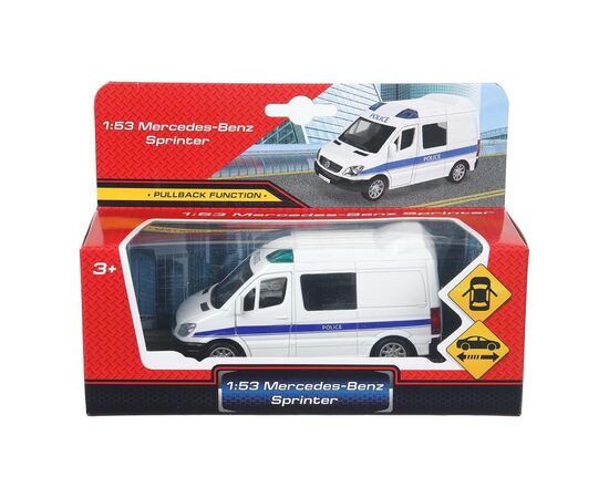 Машина сувенирная "Mercedes-Benz Sprinter Полиция", металл, 11 см, двери, инерция