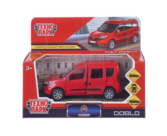 Машина сувенирная "Fiat Doblo", металл, 12 см, двери, багажник, инерционная, цвет красный