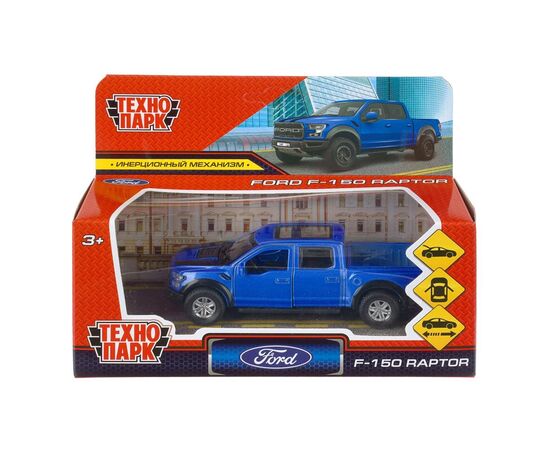 Машина сувенирная "Ford F-150 Raptor", металл, 12 см, двери, багажник, инерция, синий