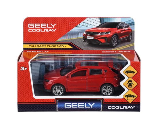 Машина сувенирная "Geely Coolray", металл, 12 см, инерционная, двери, багажник, красный