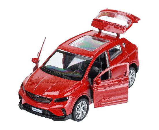 Машина сувенирная "Geely Coolray", металл, 12 см, инерционная, двери, багажник, красный