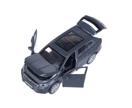 Машина сувенирная "Geely Monjaro", металл, 12 см, двери, капот, багажник, инерция, темно-серый