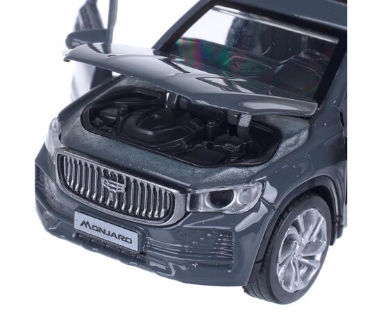 Машина сувенирная "Geely Monjaro", металл, 12 см, двери, капот, багажник, инерция, темно-серый