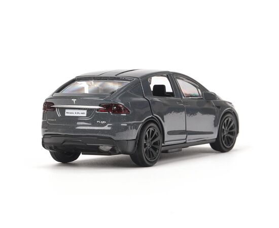 Машина сувенирная "Tesla model x plaid", металл, 12 см, двери, серый