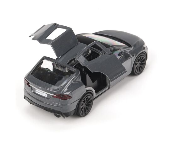 Машина сувенирная "Tesla model x plaid", металл, 12 см, двери, серый