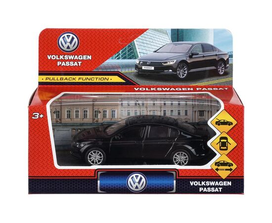 Машина сувенирная "Volkswagen Passat", металл, 12 см, двери, багажник, инерционная, черный