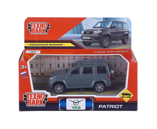 Машина сувенирная "UAZ Patriot", металл, 10,5 см, инерция, серый