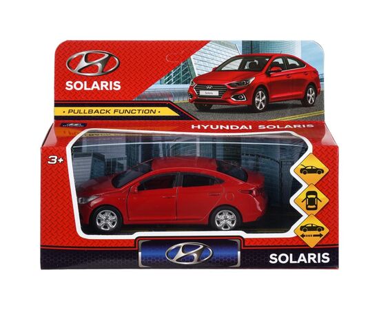 Машина сувенирная "Hyundai Solaris", металл, 12 см, двери, багажник, инерционная (красная)