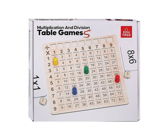 Деревянная настольная игра 2 в 1 "Змеи и лестницы + таблица умножения"