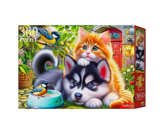 Пазлы "Милый щенок с котенком", 360 деталей