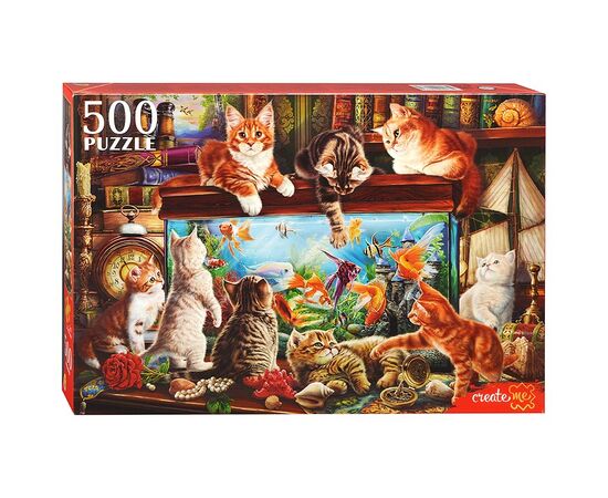 Пазлы "Кошки у большого аквариума", 500 деталей